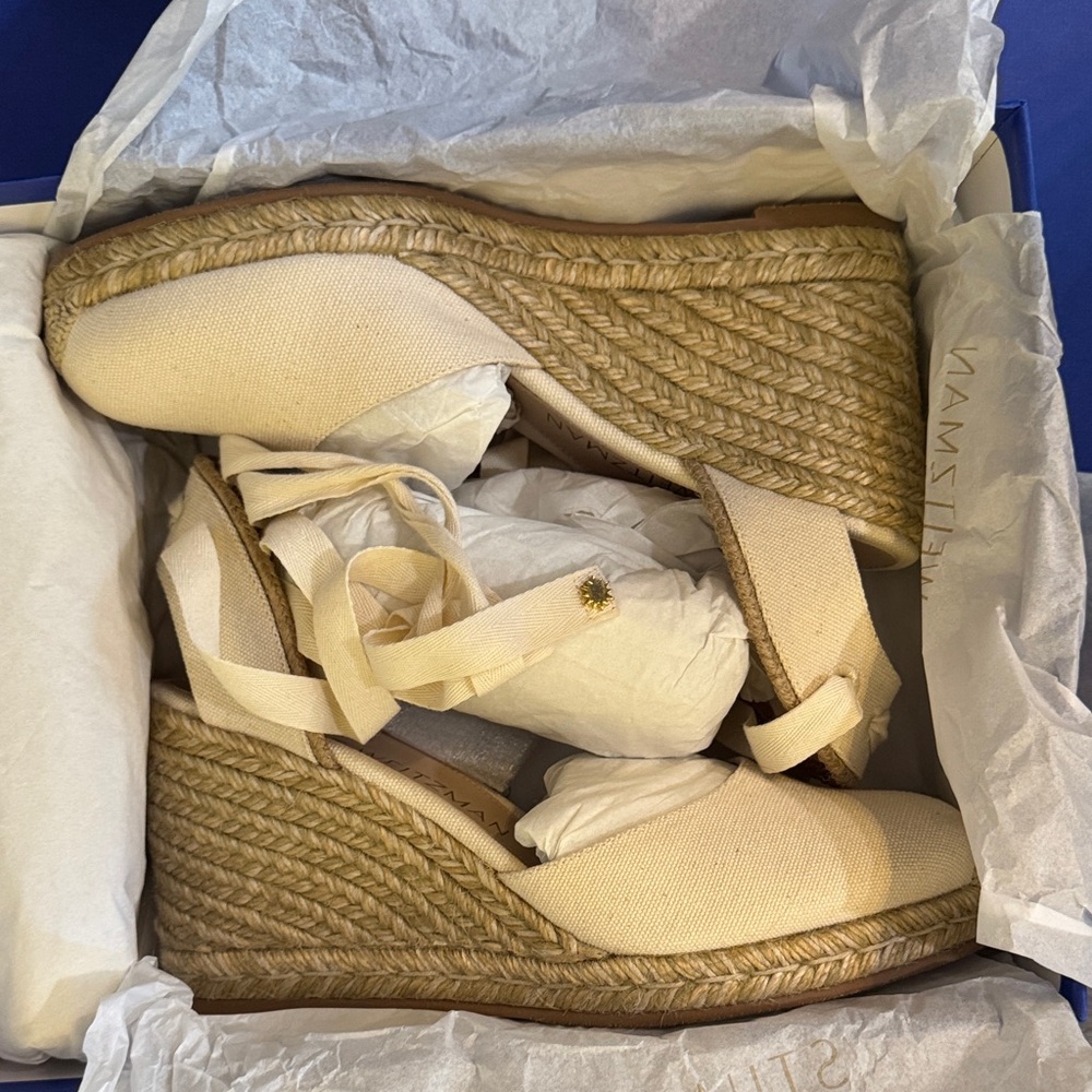 Stuart Weitzman Natural MARGUERITA Wedge Espadrille Sandal